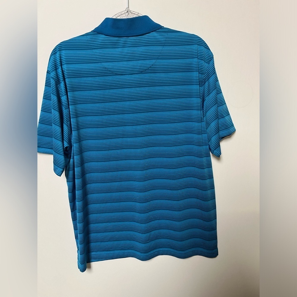 GRAND SLAM PERFORMANCE BLUE HORIZONTAL STRIPED GOLF POLO SHIRT - Picture 2 of 5